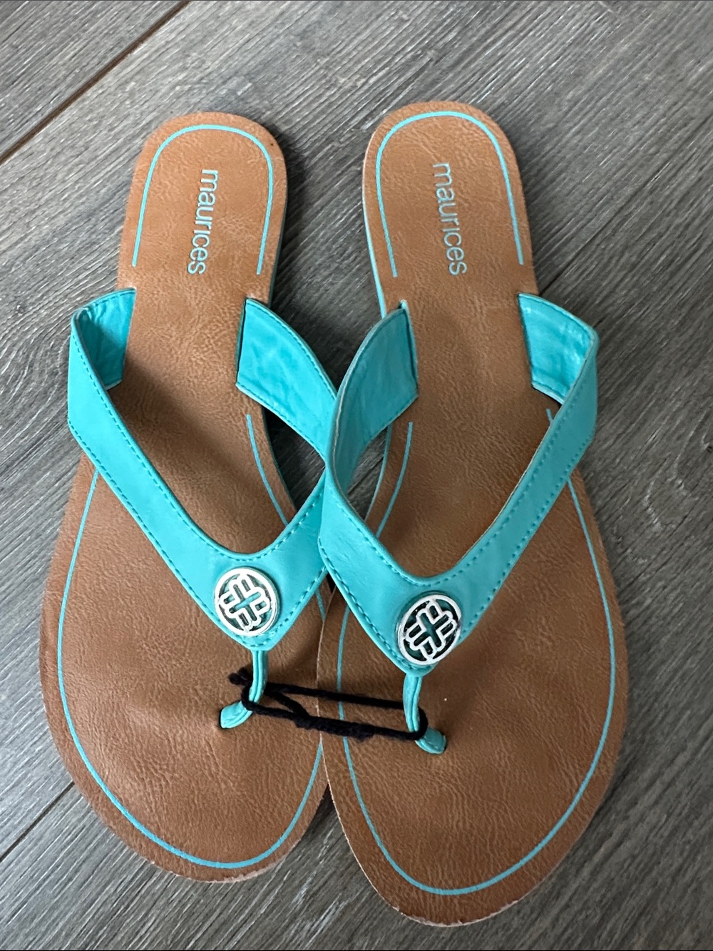 Maurices Turquoise Cross-Strap Flat Sandals
